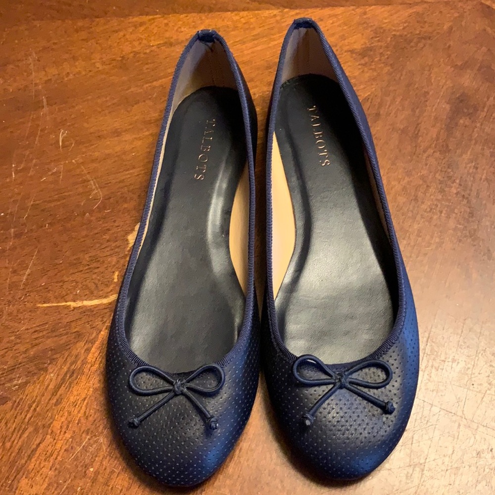 Talbots Leather Navy Flats